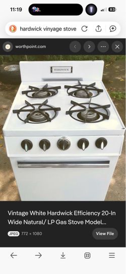 Vintage Hardwick White Gas Range Stove