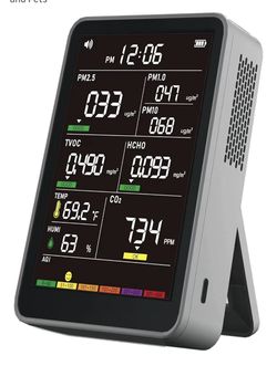 Professional Indoor Air Quality Monitor with AQI Beep Alarms, Portable Real-Time Detector for Home Cars Plants and Pets