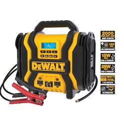 DEWALT DXAEPS14-Type2 2000 Peak Battery Amp 12V Automotive Battery Booster Jump Starter/Power Station with 500 Watt AC Power Inverter, 120 PSI Digital
