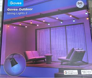 Govee Outdoor String Lights 2 set features 96 feet of RGBIC lighting, allowing for multiple colors to display simultaneously.