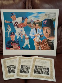 NOLAN RYAN Limited Edition Lithograph featuring Major League Baseball Pitcher Nolan by Martin Woods 