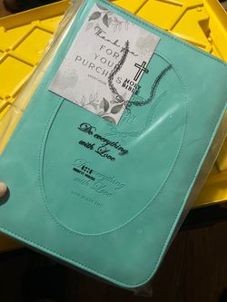 Holy bible do everything with love large faux leather sage green bible cover