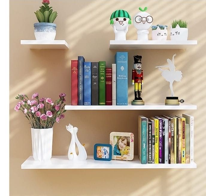 6" 4 WALL MOUNTED FLOATING SHELVES (WHITE COLOR ONLY)