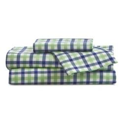 Tommy Hilfiger Full Size Fitted Bed Sheet Set with 2 Pillow Case Green Plaid Island Calm Zen Peace Serenity 