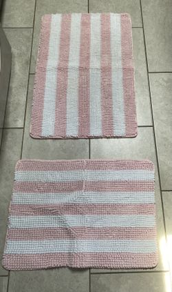 Pink And White Bathroom Rugs