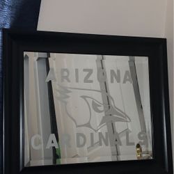 Arizona cardinals etched mirror from a bar