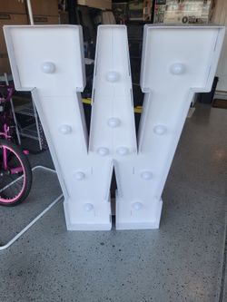 Large White Marquee Letter W with LED Lights