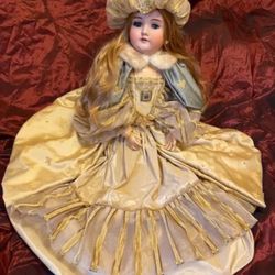 Large 36" German Bisque Walkure Doll Dressed as Princess or Queen by Kley & Hahn