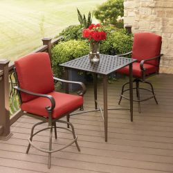 Hampton Bay Oak Cliff 3‑Piece Balcony Height Bistro Set 