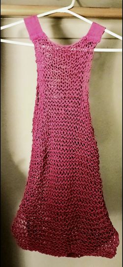 Heavy Hand Crochet Fushia Color Swimsuit Cover