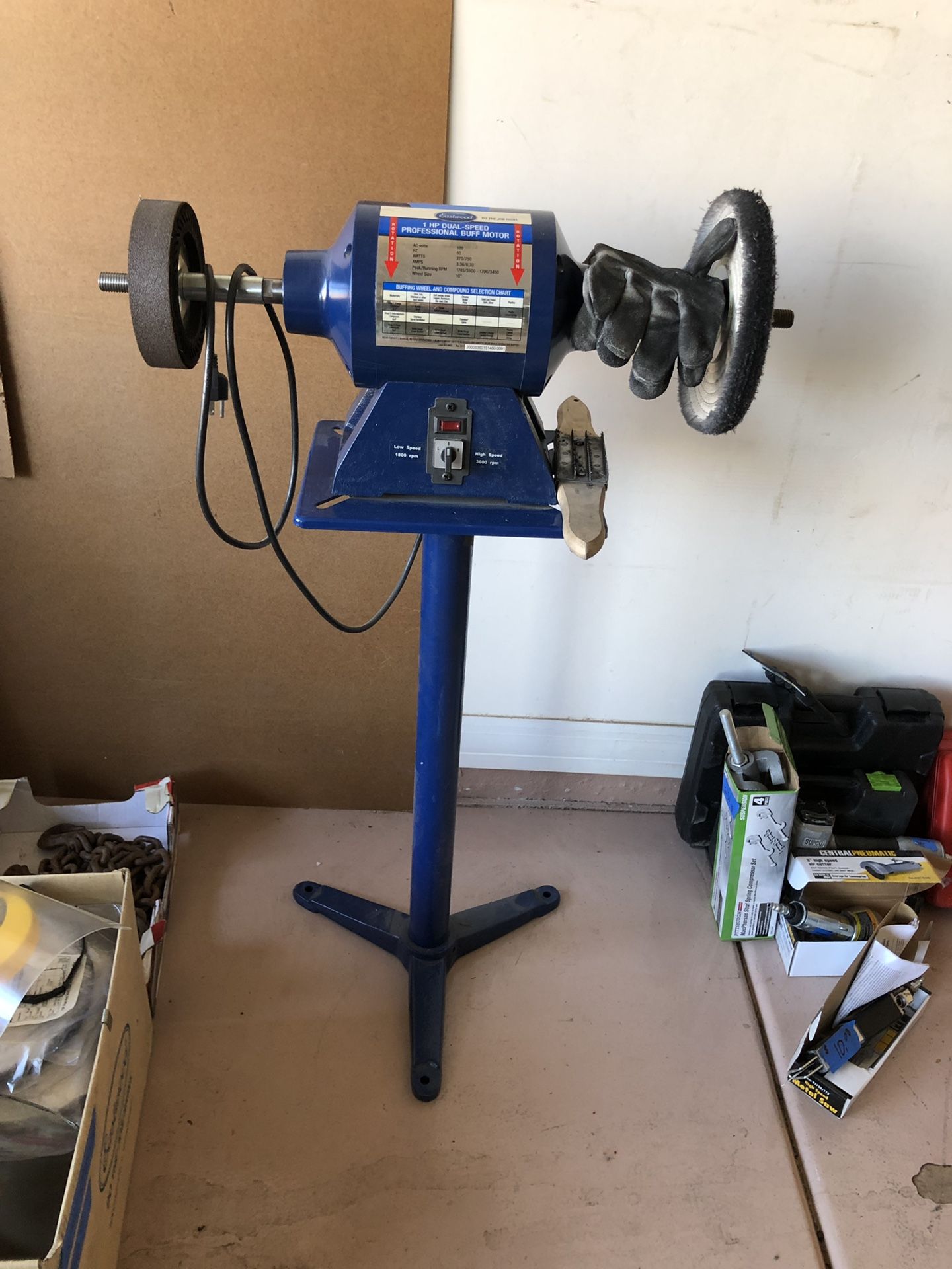 Eastwood Professional 1 HP Dual-Speed Buff Motor and Stand for Sale in ...