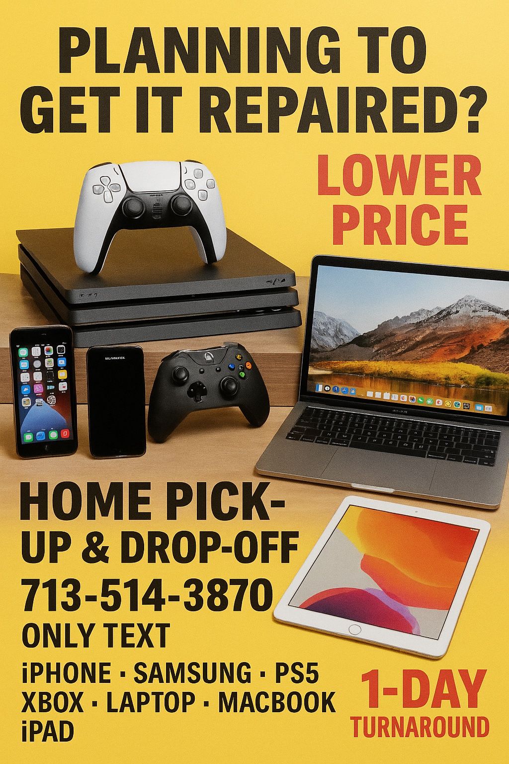 Home Pick Up And Drop REPAIR -iPhone -Samsung-ps5 And More 
