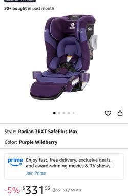 Diono Radian 3RXT SafePlus Max Rear and Forward-Facing Convertible Car Seat, 2-in-1 Anti-Rebound Bar and Calf-Support, 10 Years 1 Car Seat, Slim Fit 3