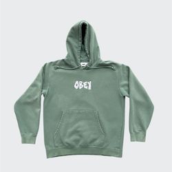 Obey light green bounce peace vintage hoodie sweatshirt Size Medium 