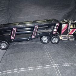 1986 Remco Car Hauler Semi Truck Car Carrier Tractor Trailer Pressed Steel 24"
