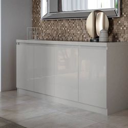 Viennese 63” White Gloss 6-Shelf Buffet Cabinet by Manhattan Comfort