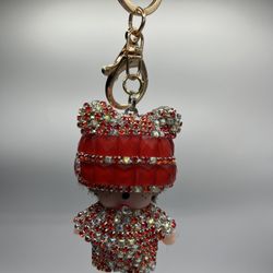 Full diamond labubu Keychain(red)