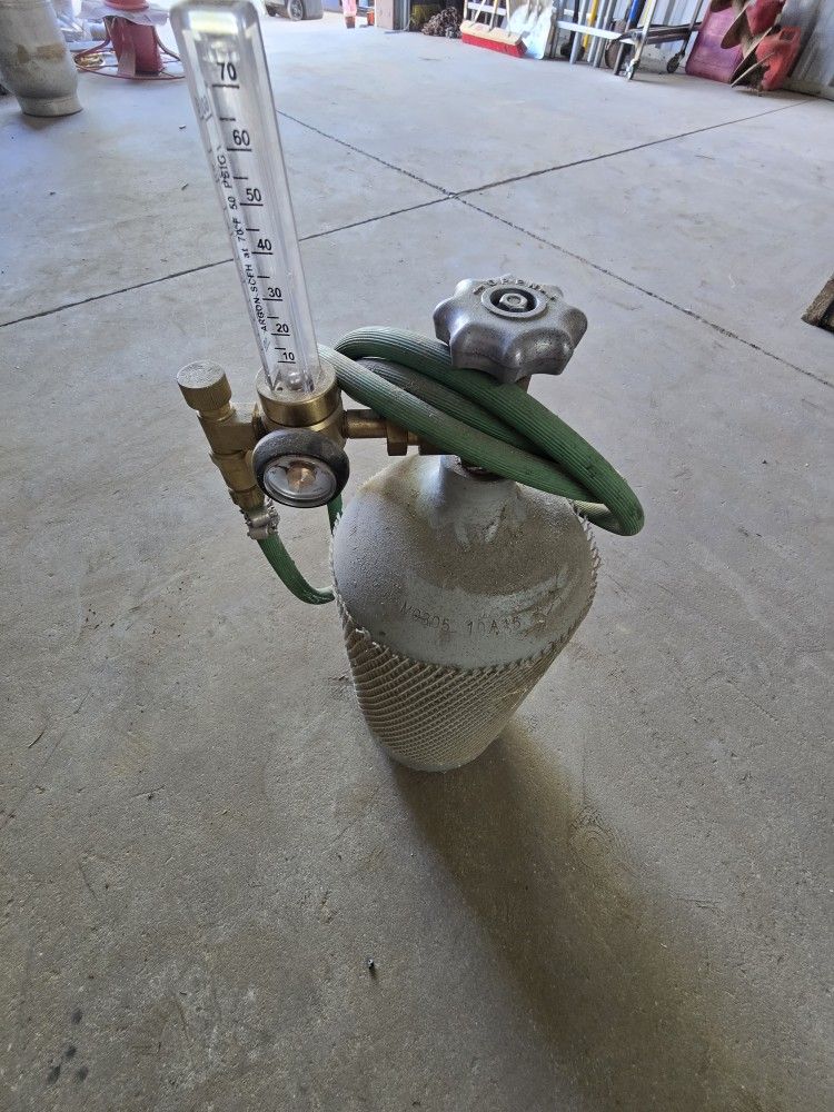 Argon tank and gauge