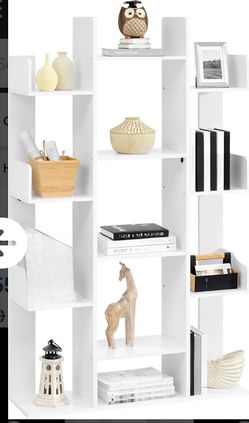 Bookcase with 13 Shelves, White, 55.1" H