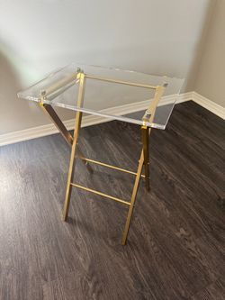 CB2 Novo Acrylic Folding Table – Clear Acrylic & Brass