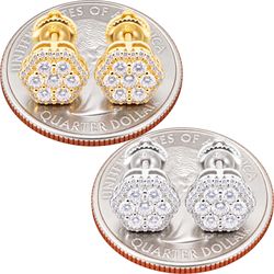 Moissanite 925 Sterling Silver 14k Gold Vermeil 8mm Honeycomb Cluster Screw Back Stud Earrings