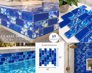 GLASS MOSAIC TILE 12X12-$9/SQ FT