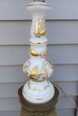 Vintage Glass White Lamp with Brass base