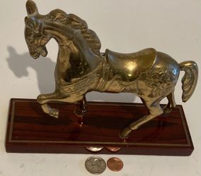 Vintage Metal Brass Horse On A Stand, 8 1/2" x 7", Home Decor, Table Display, Shelf Display, This Can Be Shined Up Even More