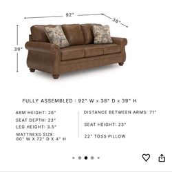 Ashley Signature Couch With Queen Sleeper