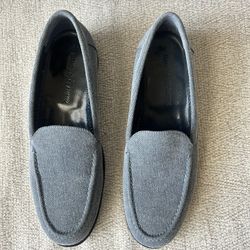 Manolo Blahnik Gray Canvas Loafers Size 38 Made in Italy