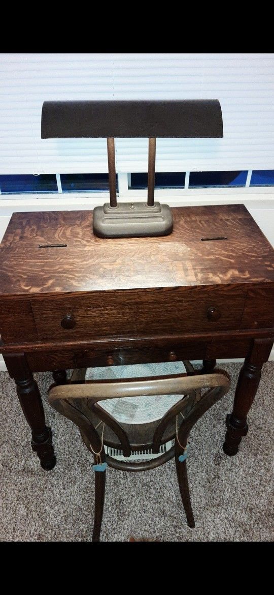 Antique Desk, Chair, Lamp, Stools, Keurig, Bathroom Scale