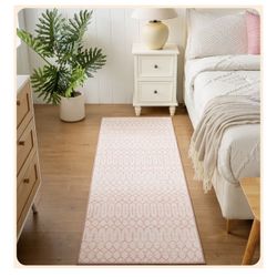 Brandnew Hallway Runner Rug 2x6 - Pink Kitchen Rugs Non Slip Washable -Silk's Soft Touch Carpet Runner - Stylish Rug Runner for Home