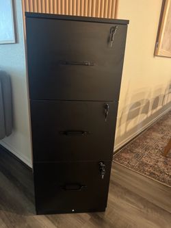 Black 3-Drawer Metal Filing Cabinet with Locks