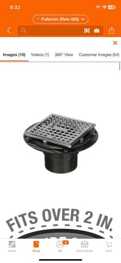 Oatey Round Black ABS Shower Drain with 4-3/16 in. Square Screw-In Chrome Drain Cover @P4-13