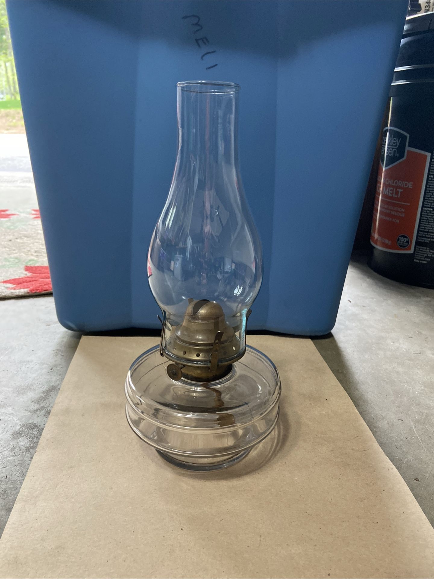 Antique Oil Kerosene Glass Lamp Font w/ Side Fill Cap Made in USA