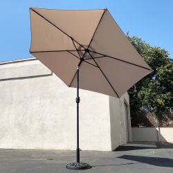 New $70 Patio Set (10ft Umbrella and Base Stand) Tilt Crank, Outdoor Garden Market, Beige or Red color
