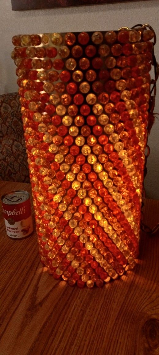 Vintage Mid-century Modernist Tall Cylinder Hanging Light Lamp Lucite Balls Read Description See Pictures