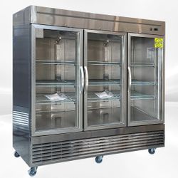 NSF 3 Glass Door Stainless Steel Commercial Refrigerator C83RG