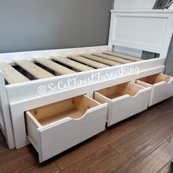 White Twin Bed With Drawers 