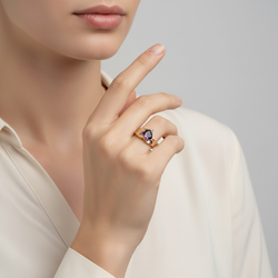 10K Yellow Gold Amethyst Heart Ring