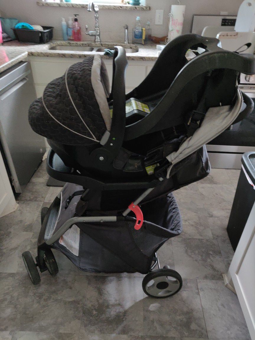 Infant car seat, base, and stroller