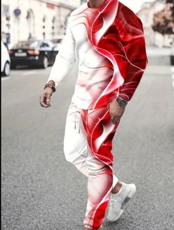 Red And White Jogger Set
