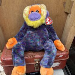 TY Bananas Original Beanie Buddy 2000 Orangutan Plush Toy Purple Orange Retired