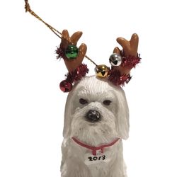 Discontinued Walmart 2013 Christmas Ornament Maltese Dog 3 1/2 in NIB