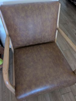 Esters Wood Armchair Caramel Faux Leather - Threshold