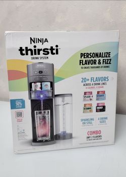 Ninja Thirsti Drink Maker, Still, Sparkling Custom Drink Kit, with Full CO2 Canister, 

Flavors not included