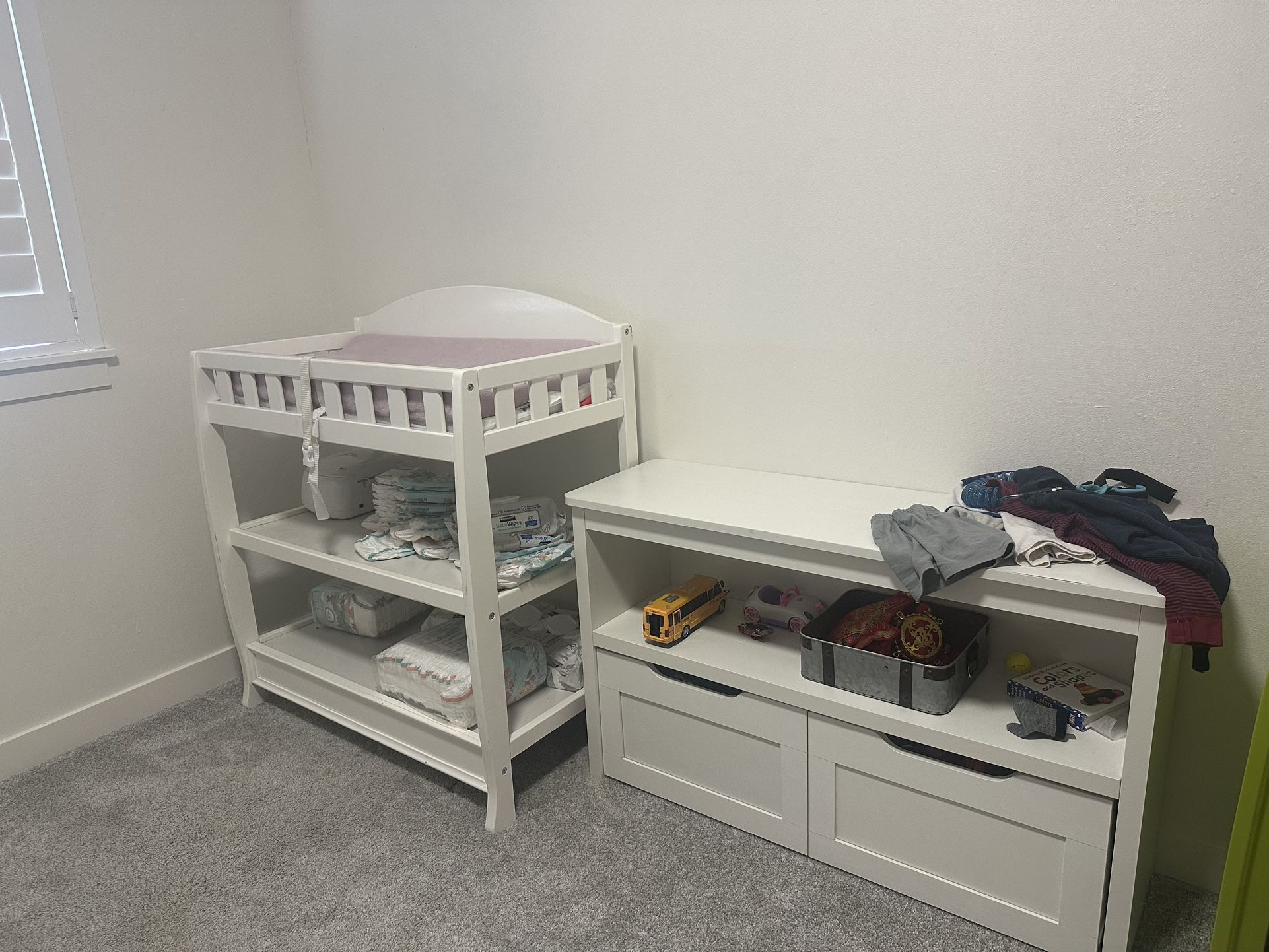 Crib, Diaper Station, Toy Box