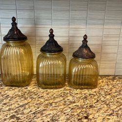 Vintage Amber Canister Set 