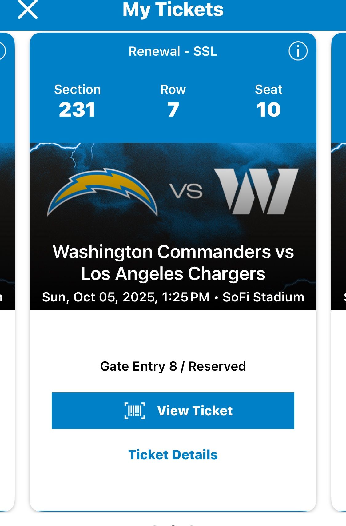 LA Chargers versus Washington commanders