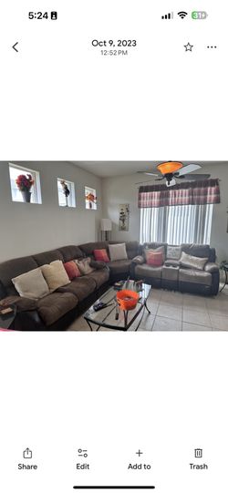 3-piece Reclining Sectional With Glass End Tables (2) And Cocktail Table